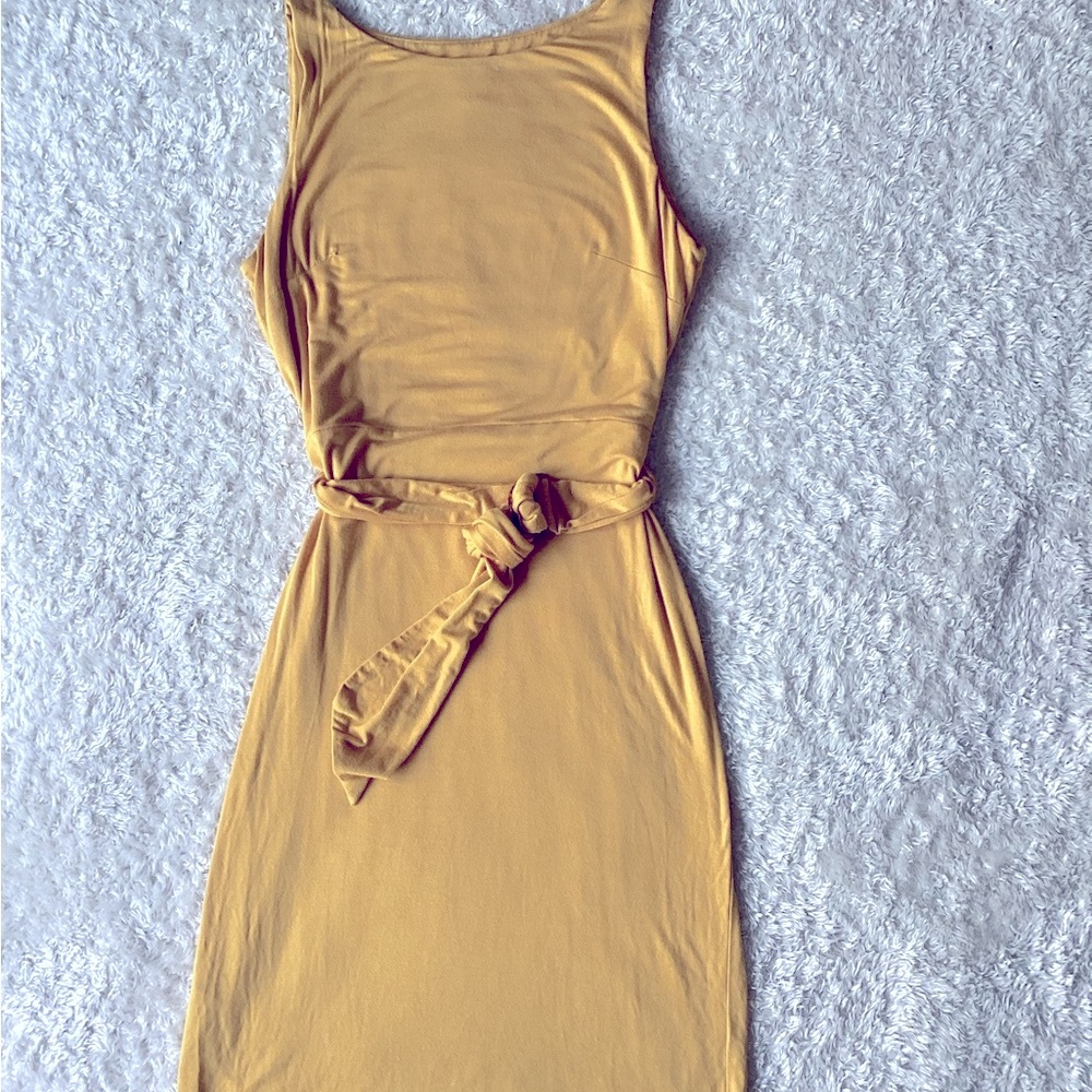 Calvin Klein Yellow Halter Sheath Midi Dress